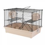 Клетка №1 двухэтажная, в комлекте домик, миска, колесо 33х27х27см, бежевая, для грызунов РПК191=бежевая