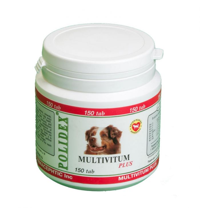 Polidex Multivitum Plus 150таб. витаминно-минеральный комплекс для собак