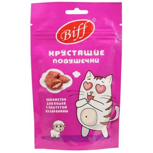 Biff 0,06кг хрустящие подушечки с паштетом из баранины для кошек