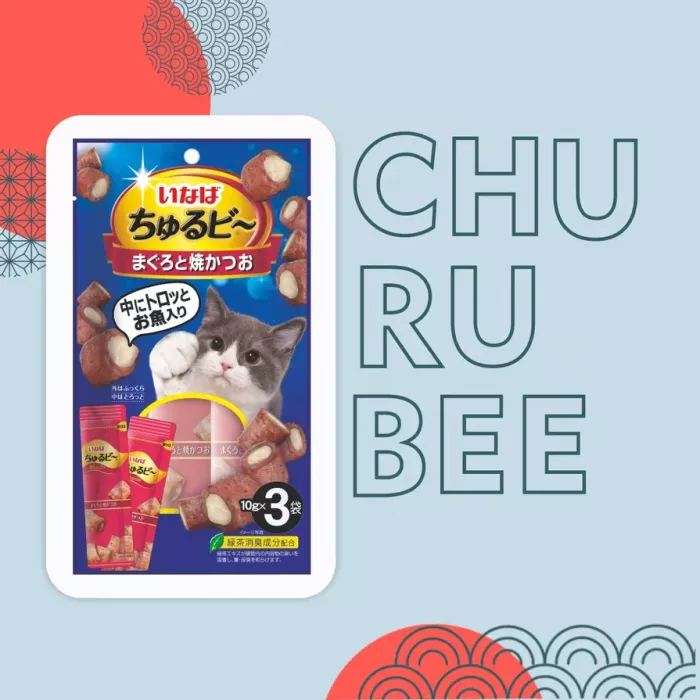 Inaba Churu Bee 3*0,01кг Тунец Магуро и запечённый тунец Кацуо лакомство запечённые трубочки для кошек