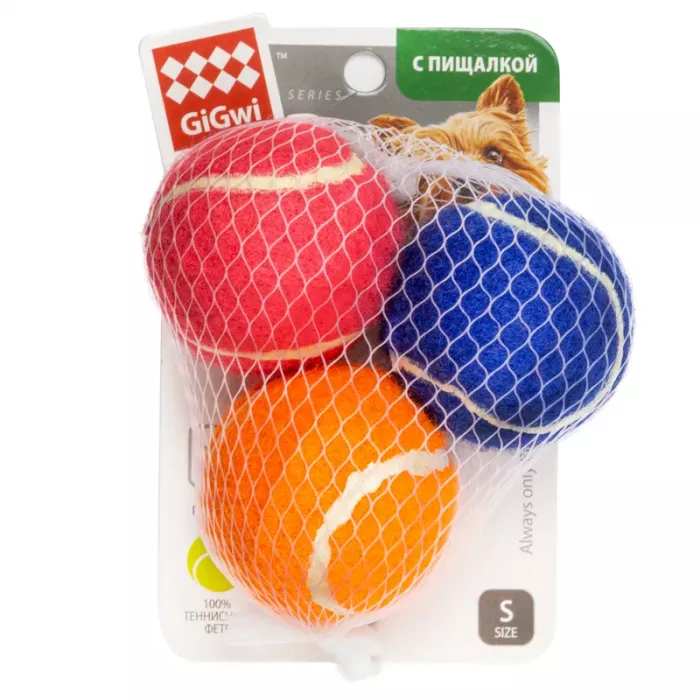 Игрушка (GiGWi) 75011 Три мяча с пищалкой маленькие 4,8см для собак, серия CATCH & FETCH