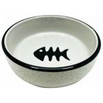 Миска №1 керамическая с черной рыбкой 320мл, 13,4x13,4x4см, серая