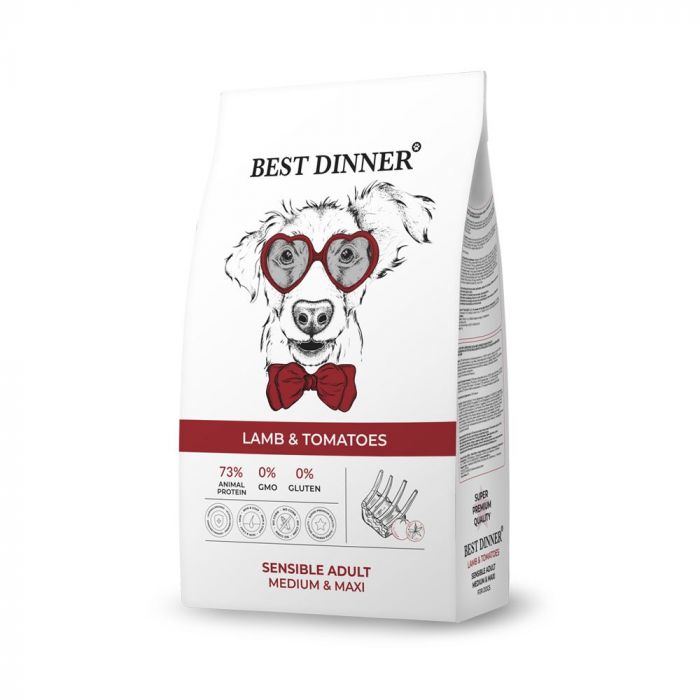 Best Dinner Dog Adult Sensible Medium/Maxi 18кг ягненок с томатами сухой для собак крупных и средних пород (402427) (Только для заводчиков)