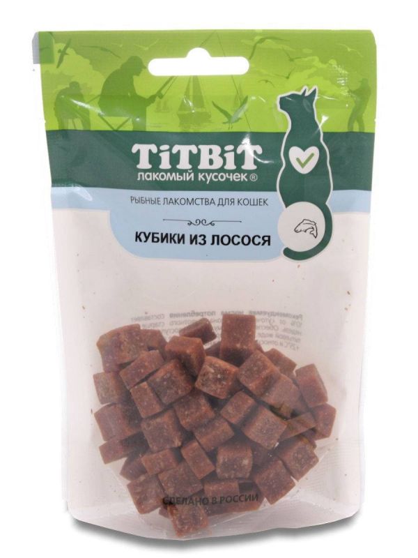 TitBit 0,06КГ рыбные лакомства Кубики из лосося для кошек