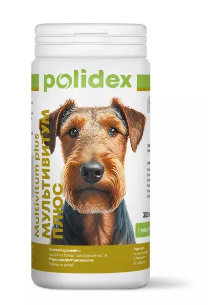 Polidex Multivitum Plus 300таб. витаминно-минеральный комплекс для собак