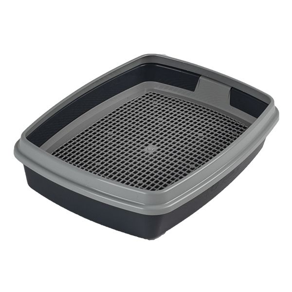 Туалет Сибирская кошка Мяус с сеткой высокие ножки и бортиком (40*30*9) телегрей