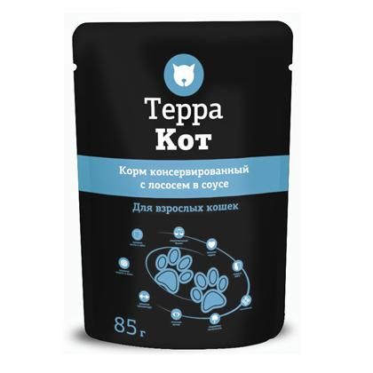 Терра Кот 0,085кг лосось в соусе влажный для кошек (773977)