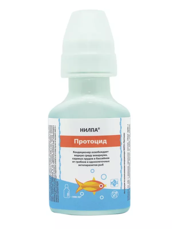 Кондиционер (Нилпа) Протоцид 100мл освобождает водную среду аквариума от грибков и одноклеточных паразитов