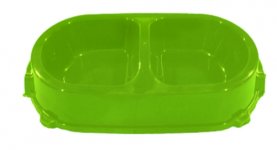 Миска №1 Favorite пластиковая двойная большая, 30,5х19,5х7,5см, 2*500 мл, зеленая