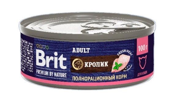 Brit Premium by Nature 0,1кг с мясом кролика консервы для кошек (51267)