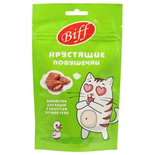 Biff 0,06кг хрустящие подушечки с паштетом из утки для кошек