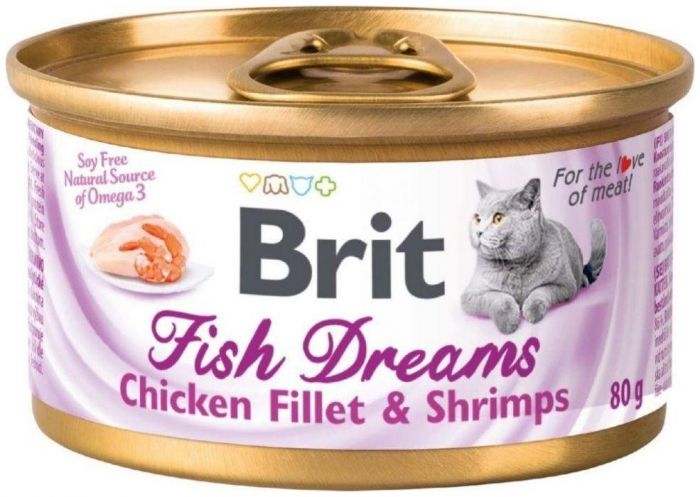 Brit Fish Dreams Chicken fillet & Shrimps 0,08кг куриное филе и креветки консервы для кошек (527885)