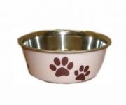 Миска (Догман) 0,2л металлическая с пластиковым покрытием и резиновым дном "лапки" №0