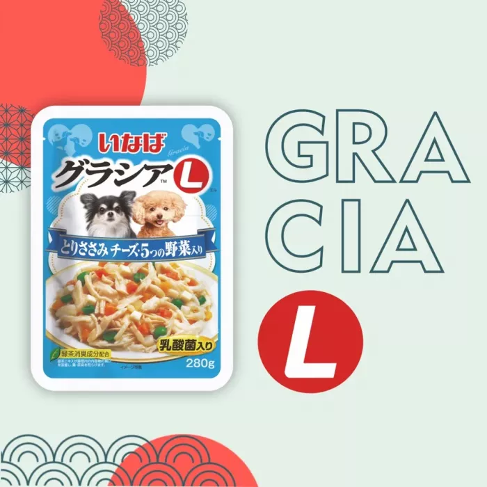 Inaba Gracia L 0,280кг Куриное филе с сыром и 5 видами овощей полнорационный пауч для собак