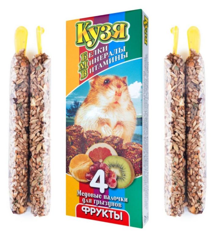 Кузя 0,14кг палочки (белки, минер.,вит.) фрукты для грызунов (4шт)