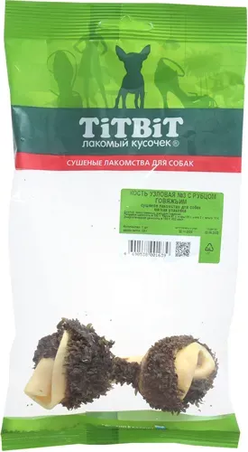 TiTBiT 0,03кг кость узловая №3 с рубцом говяжьим (мягк.уп.)