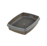 Туалет Сибирская кошка Мяус с сеткой высокие ножки и бортиком (40*30*9) капучино