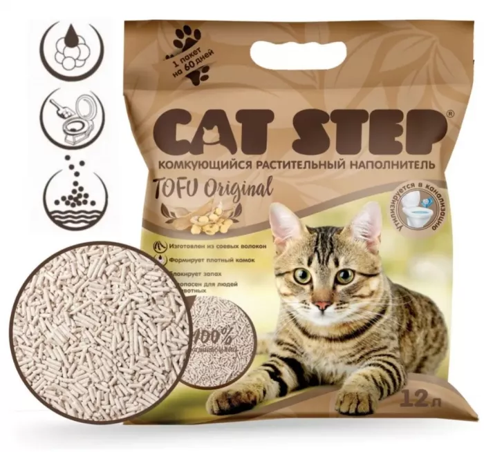 Наполнитель (Cat Step) Tofu Original 12л (5,40кг) растительный комкующийся для кошек