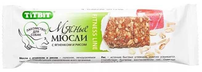 TiTBiT Fitness 0,04кг лакомство мясные мюсли с ягненком и рисом для собак