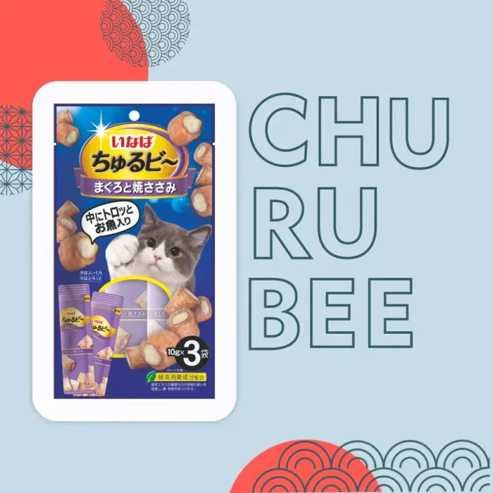 Inaba Churu Bee 3*0,01кг Тунец Магуро и запечённое куриное филе лакомство запечённые трубочки для кошек