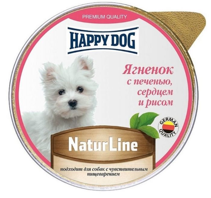 Happy Dog Natur Line 0,125кг ягненок с печенью, сердцем и рисом паштет для щенков