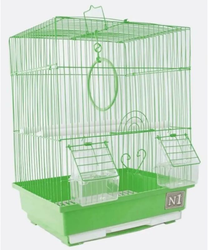 Клетка №1 домик укомплектованная 30*23*39см, зеленая для птиц
