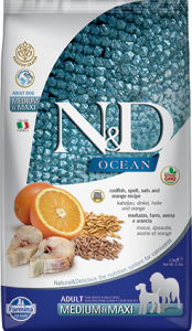 Farmina (Фармина) N&D Low Grain Dog Ocean Ancestral Grain 12кг сухой низкозерновой с треской и апельсином для собак средних и крупных пород (4152)
