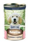 Happy Dog Natur Line 0,410кг телятина, сердце консервы для щенков (741053)