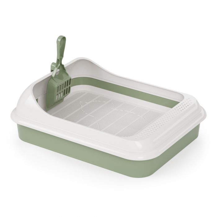 Туалет Alta Юта с бортиком, сеткой и совком, оливковый (45,5*35,5*15см)