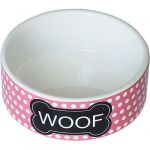 Миска №1 керамическая 'Woof' 440мл, 12,5*5см бело-розовая Миска №1 керамическая 'Woof' 440мл, 12,5*5см бело-розовая