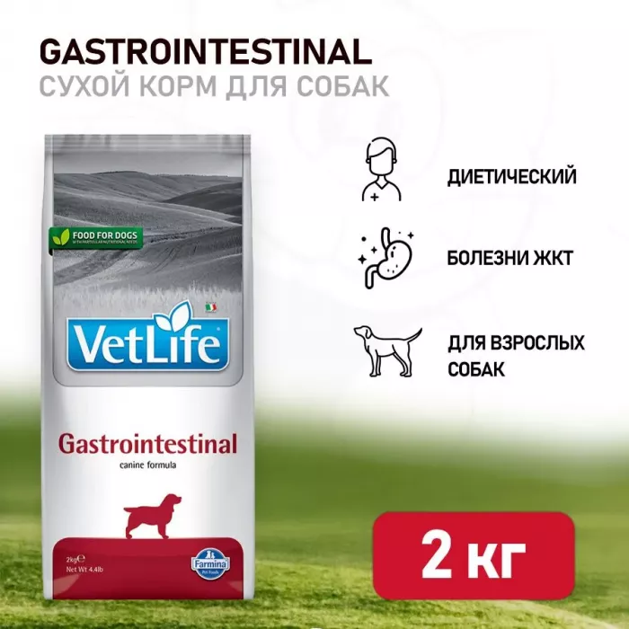 Farmina (Фармина) Vet Life Dog Gastrointestinal 2кг при ЖКТ заболеваниях сухой для собак (5050)