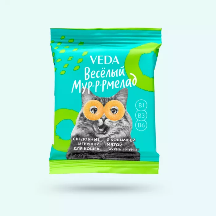 VEDA 0,006кг лакомство Весёлый мурмелад с кошачьей мятой для кошек